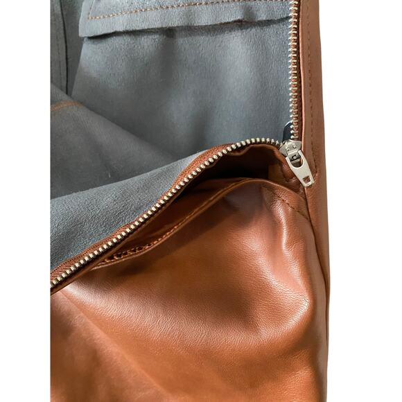 7 For All Mankind Womens Brown Faux Leather Pants Large Tan Boho Western Cowgirl - Picture 8 of 12